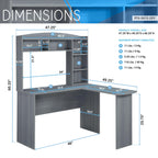Techni Mobili Modern Hutch L-Shaped Computer Desk, Grey