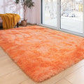 Softlife Area Rug for Living Room, 5x8 Feet Plush Fluffy Rug for Bedroom, Tie-Dyed Orange Furry Shag Rug for Aesthetic Room Deco