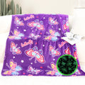 Glow In The Dark Blanket Butterfly Gifts For Girls Kids Soft Cozy Fleece Throw Blanket Birthday Easter Christmas Mothers Day Chi