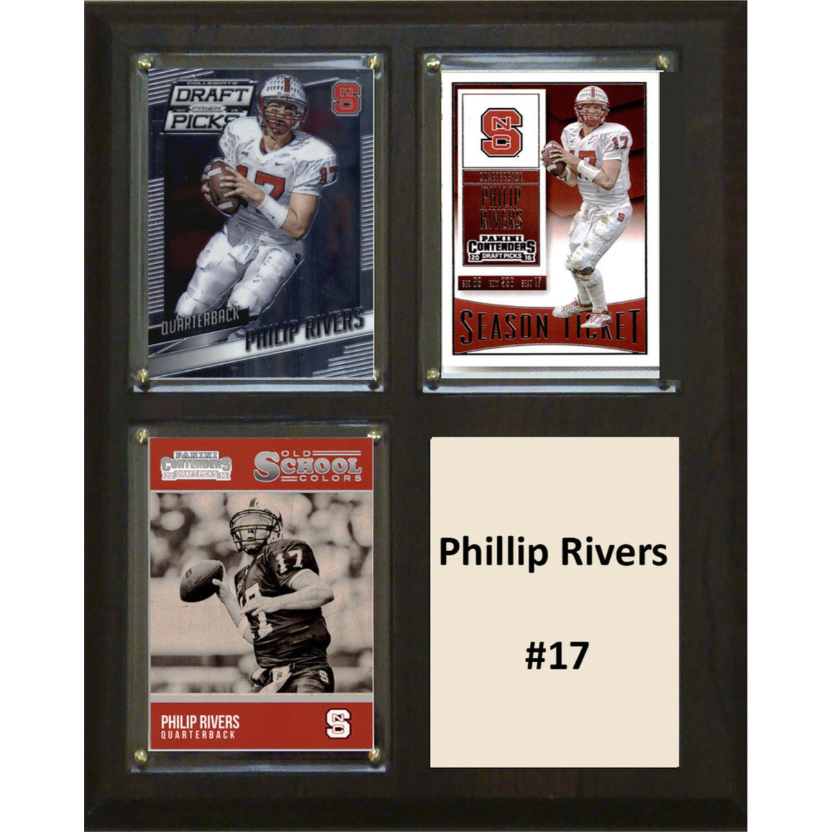 Ncaa 8 Inch X10 Inch  Philip Rivers Nc State Wolfpack Three Card Plaque