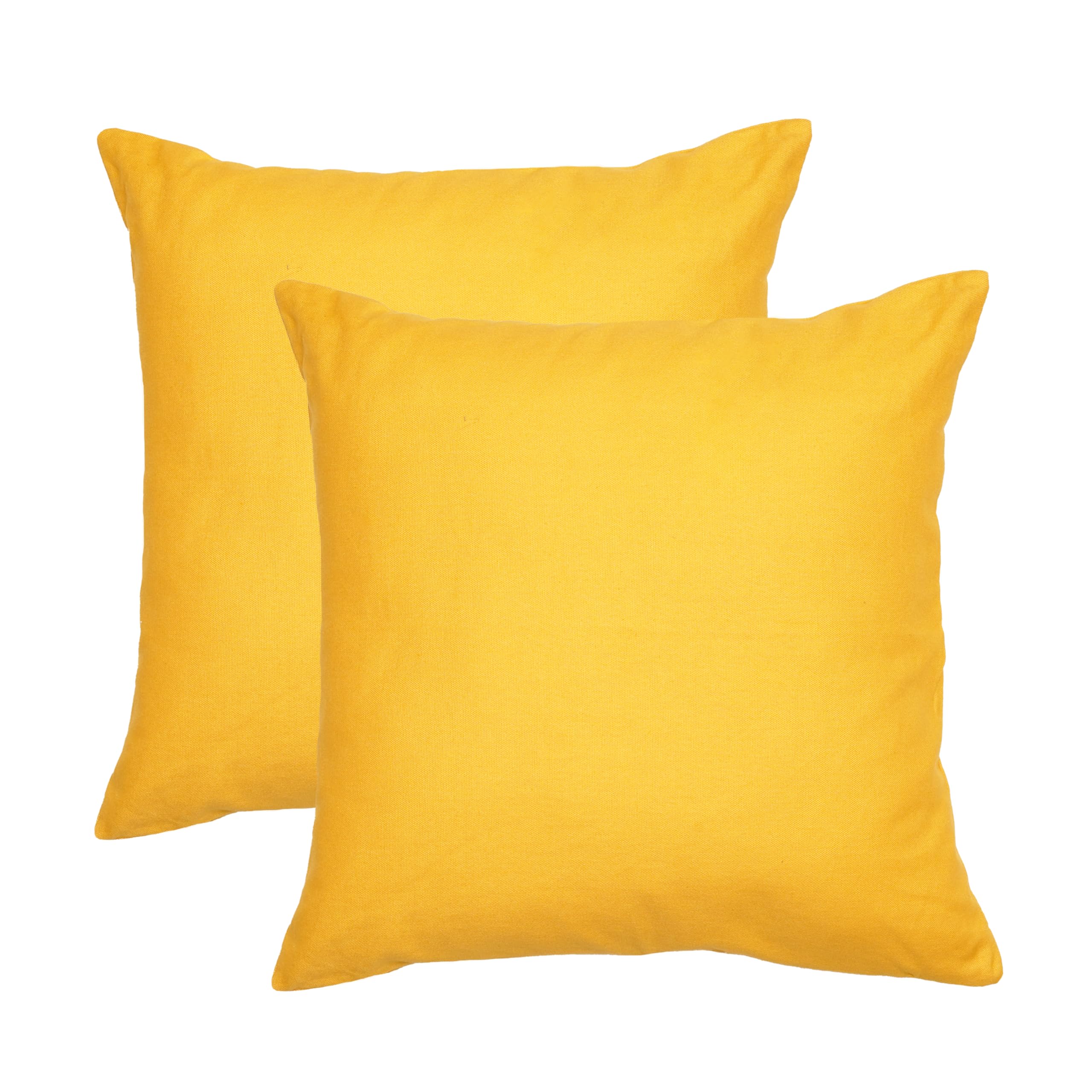 RELY+ Cotton Throw Pillow Covers 18X18 Inchs Set of 2 Yellow Decorative Zippered Cases for Couch Bedroom Sofa Farmhouse Living R