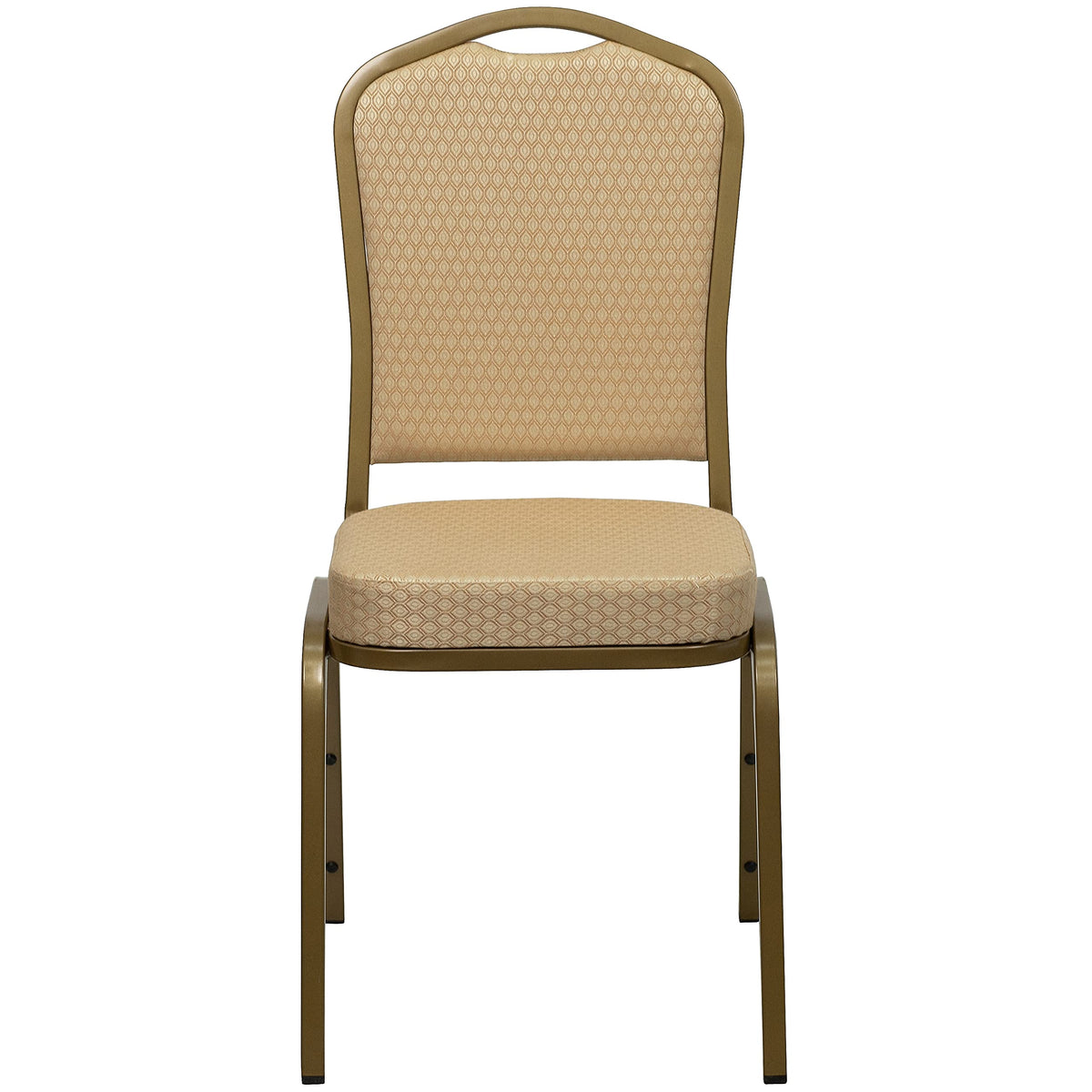Flash Furniture 01Agh20124E Crown Back Stacking Banquet Chair, Beige Fabric, 2.5 Seat, Gold Frame