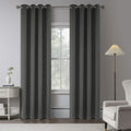 Charcoal Grey 100% Blackout Linen Curtains 90 Inches Long 2 Panels For Bedroom,Burlap Modern Farmhouse Full Black Out Room Darke