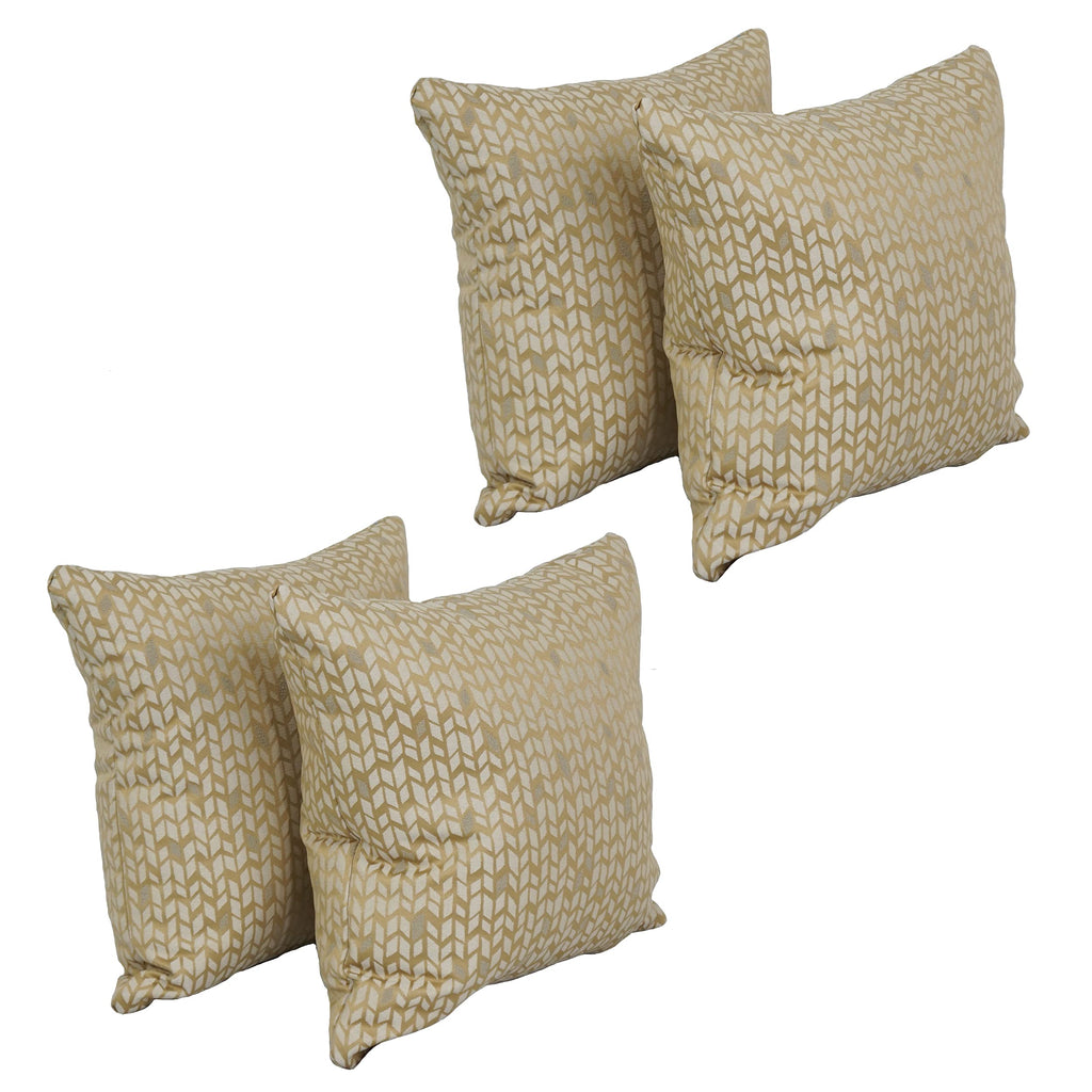 Blazing Needles Square Polyester Jacquard Throw Pillows, 17", Banyan Camel 4 Count