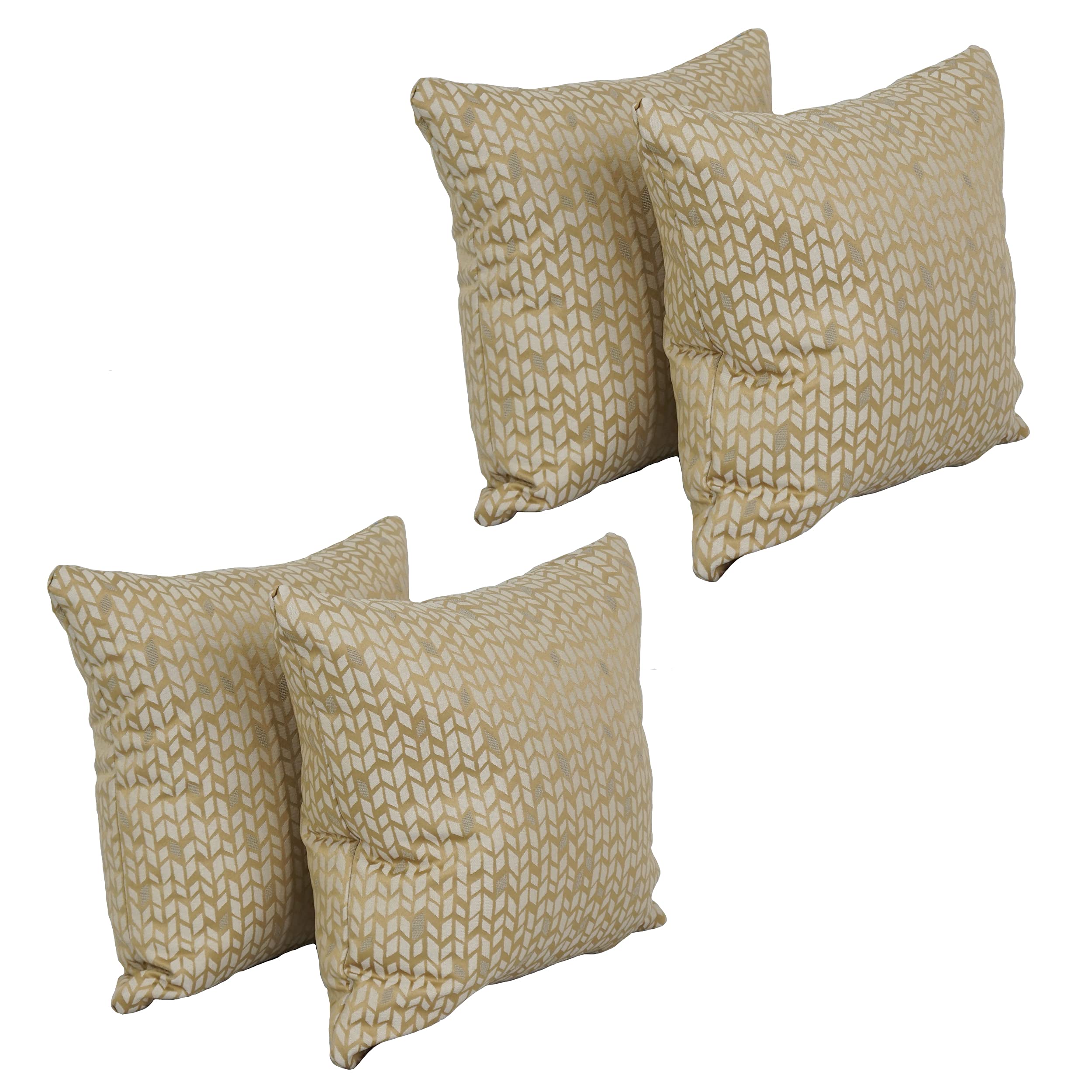 Blazing Needles Square Polyester Jacquard Throw Pillows, 17", Banyan Camel 4 Count