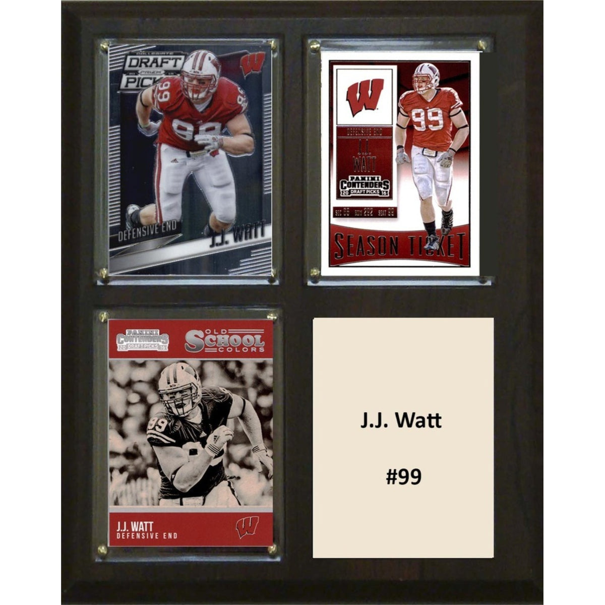 Ncaa 8 Inch X10 Inch  Jj Watt Wisconsin Badgers Three Card Plaque