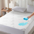 Waterproof Queen Size Mattress Protector, Cooling Mattress Pad Fitted 8'-21' Deep Pocket, 3D Air Fabric Bed Mattress Cover Noi