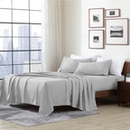 Cathay Home Essentials Ultra Soft Hypoallergenic Wrinkle Resistant Double Brushed Microfiber Bedding Sheet Set, Light Gray, California King