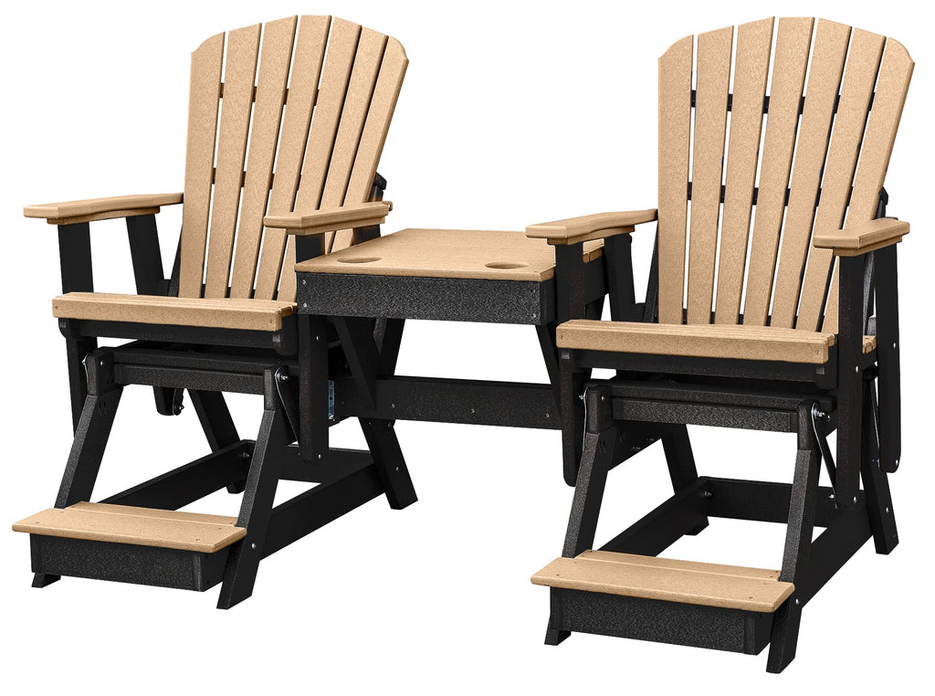 American Furniture Classics Balcony Height Table Double Glider, Cedar on Black