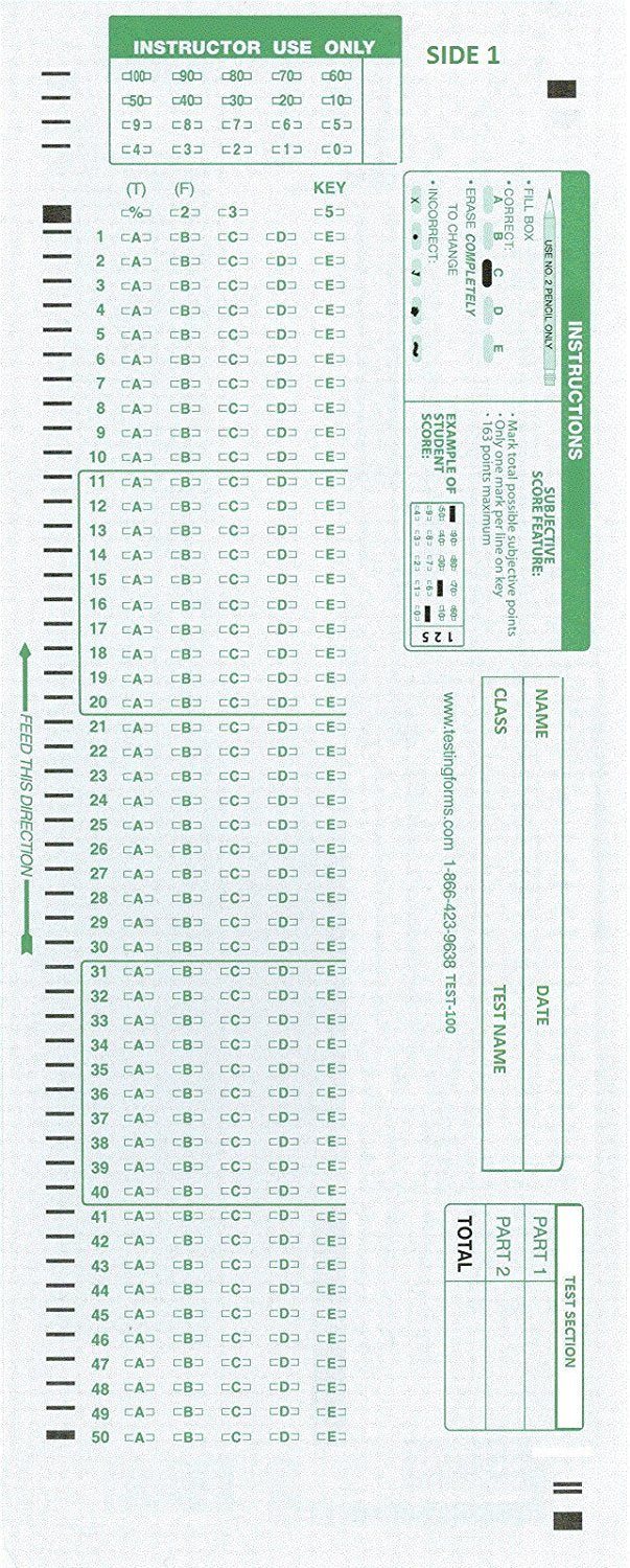 Test-100E 882 E Compatible Testing Forms (50 Sheet Pack)