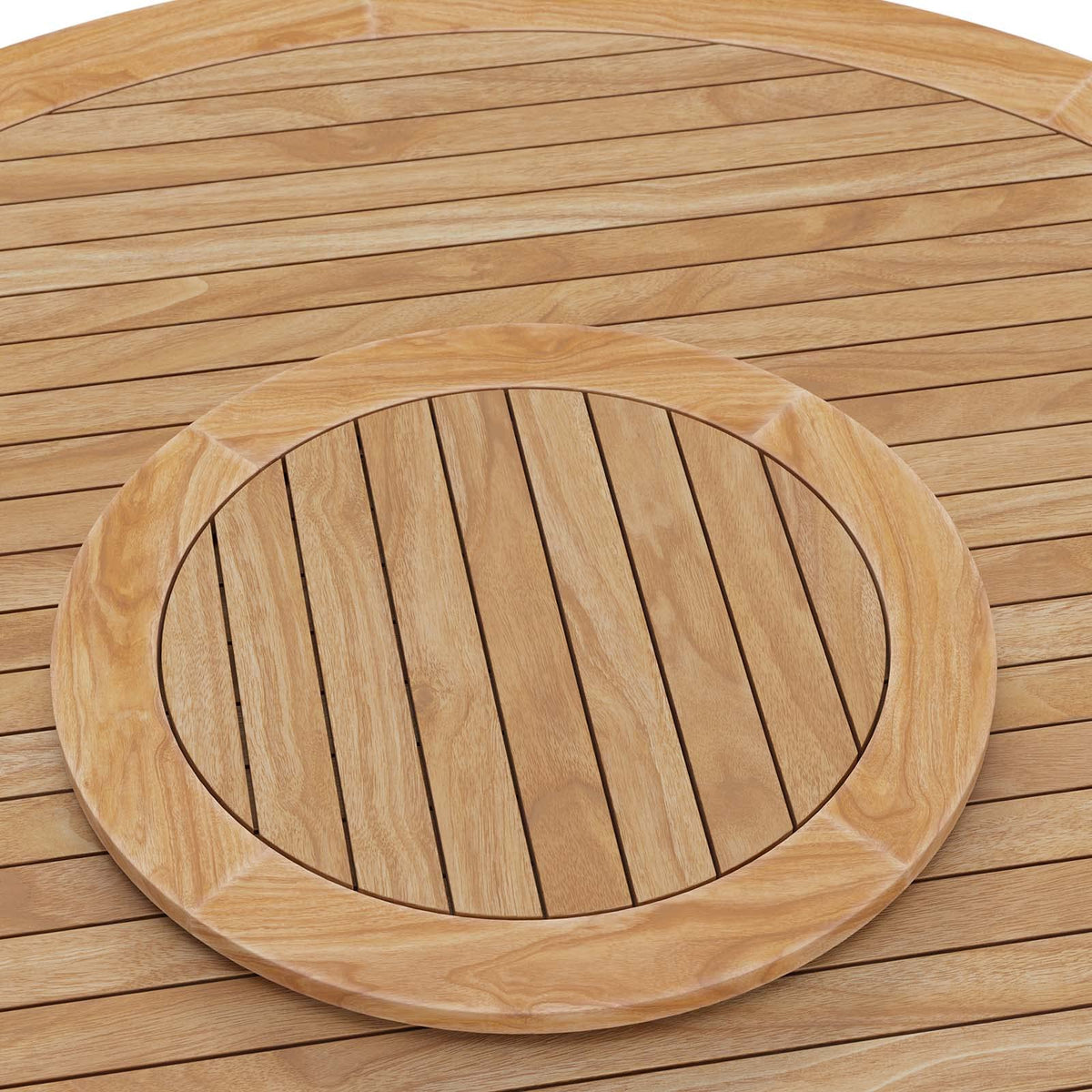 Modway Wellspring Outdoor Patio Round Teak Wood 63&Quot; Dining Table In Natural
