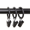 Rod Desyne 10 Count 1-Inch Curtain Rings with Clip for Windows, Black