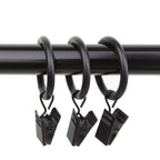 Rod Desyne 10 Count 1-Inch Curtain Rings with Clip for Windows, Black