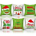 FuWeave 6 Pcs Christmas Pillow Covers 18 x 18 Inch Decorative Lime Green Red Xmas Pillow Cushion Case Pillowcase Square Christma
