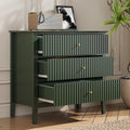 RoyalCraft Fluted 3 Drawer Dresser, Wide Chest of Drawers Modern Nightstand Cabinet Wood Dresser with Spacious Storage for Bedro