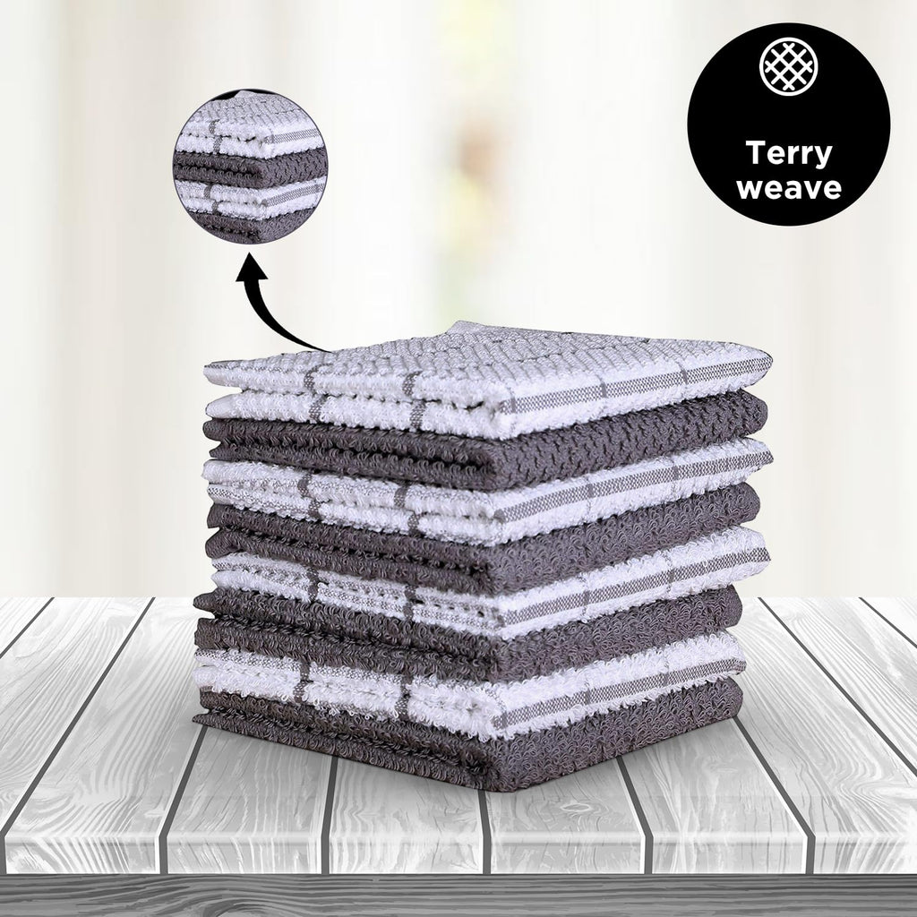 Amour Infini Terry Dish Cloth | Set Of 8 | 12 X 12 Inches | Super Soft And Absorbent |100% Cotton Dish Rags | Perfect For Househ