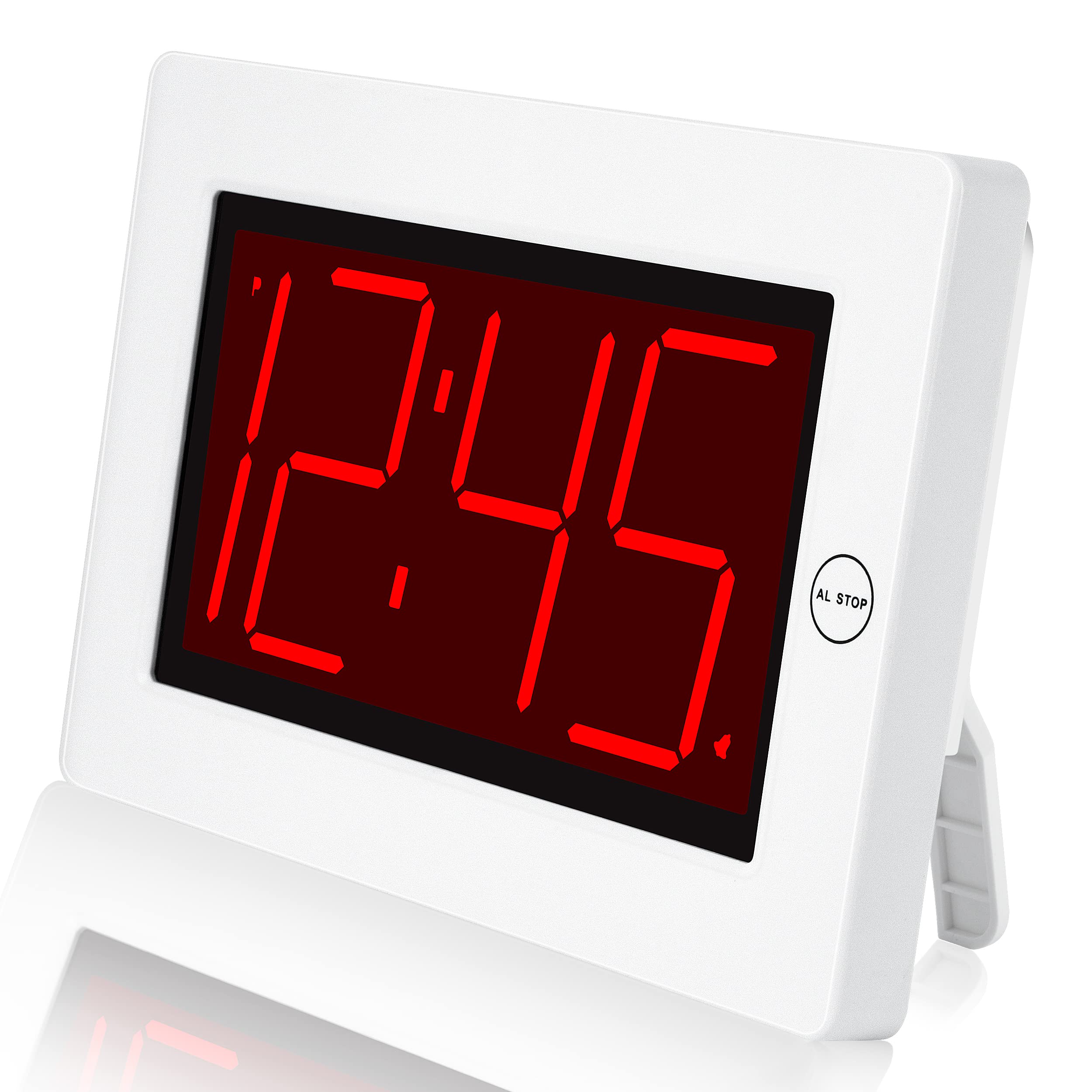 KWANWA Small Wall Clock, Digital Alarm Clock, 8 Extra Large Display, 3 LED Digit Contantly Light Up, Battery Operated, Adjustabl