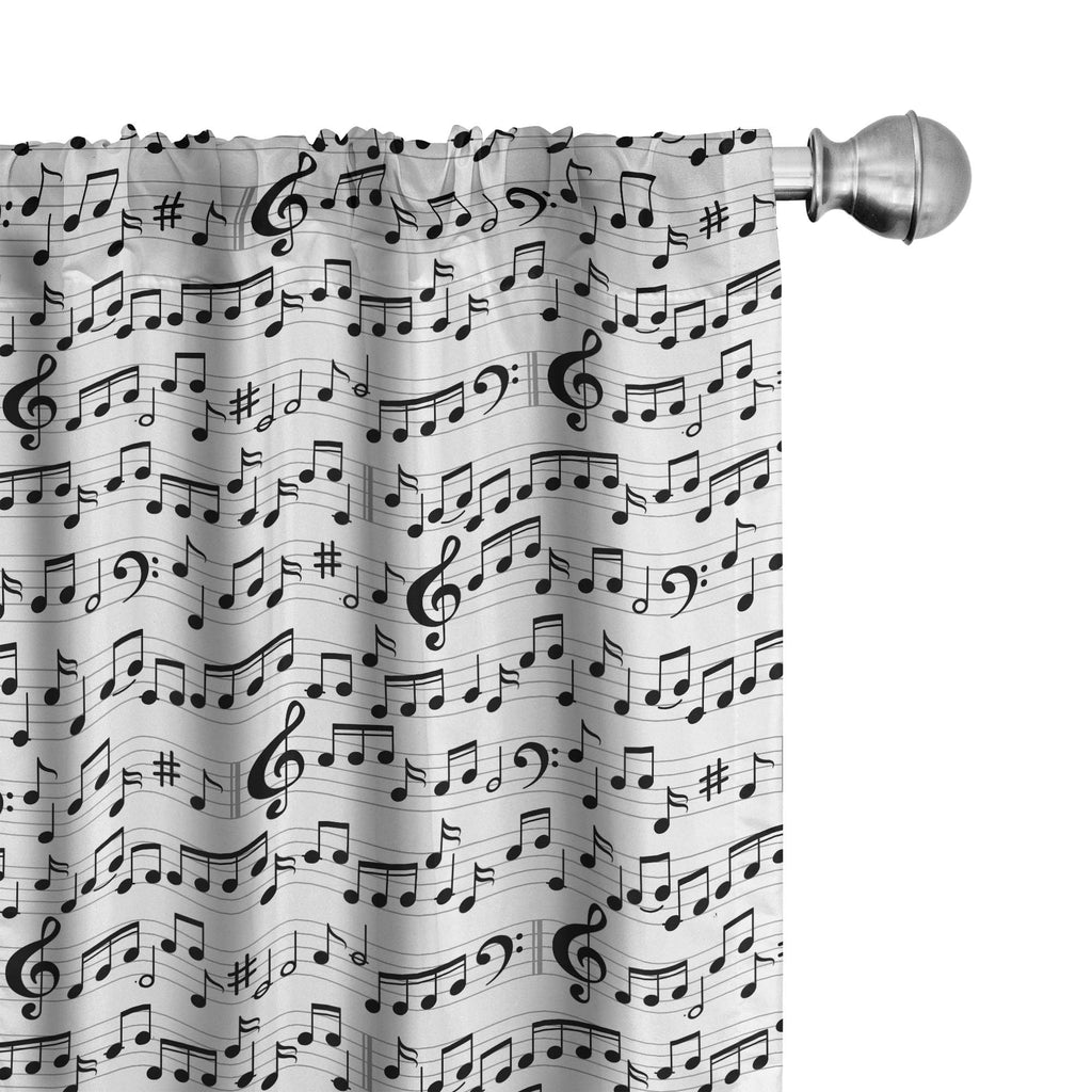Ambesonne Music Window Curtains, Abstract Style Professional Pattern Notes and Clef Sheet Play Writing Print, Lightweight Decor 