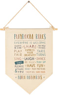 Playroom Rules-Wall Decor Gifts for Baby Boy Girl Kids-Canvas Hanging Flag Pennant Banner Wall Decor Gifts for Nursery Homeschoo