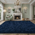Larhom Extra Large Fluffy Shag Area Rug for Living Room, 8x10 ft Navy Blue Fuzzy Plush Rugs for Bedroom, Kids Girls Boys Room, N
