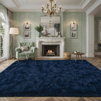 Larhom Extra Large Fluffy Shag Area Rug for Living Room, 8x10 ft Navy Blue Fuzzy Plush Rugs for Bedroom, Kids Girls Boys Room, N
