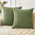 Miulee Pack Of 2 Couch Throw Pillow Covers 16X16 Inch Soft Sage Green Spring Chenille Pillow Covers For Sofa Living Room Solid D