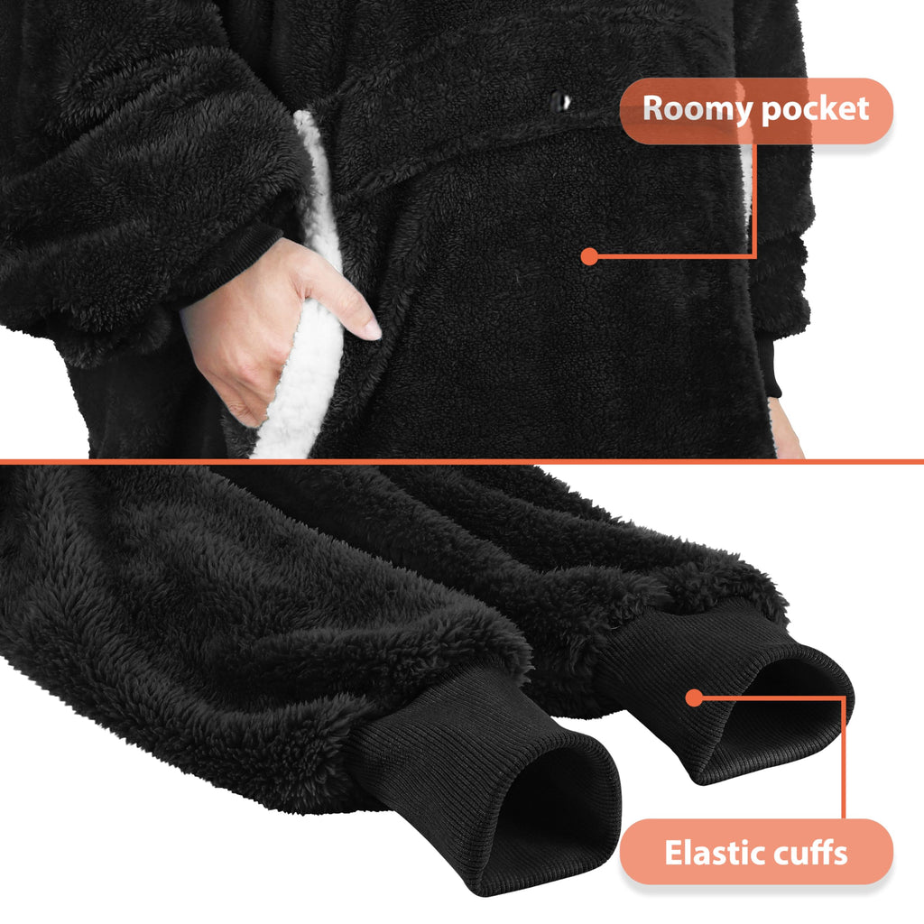 Catalonia Oversized Hoodie Blanket Sweatshirt, Wearable Sherpa Fleece Giant Pullover For Adults Men Women Teenagers Wife Girlfri