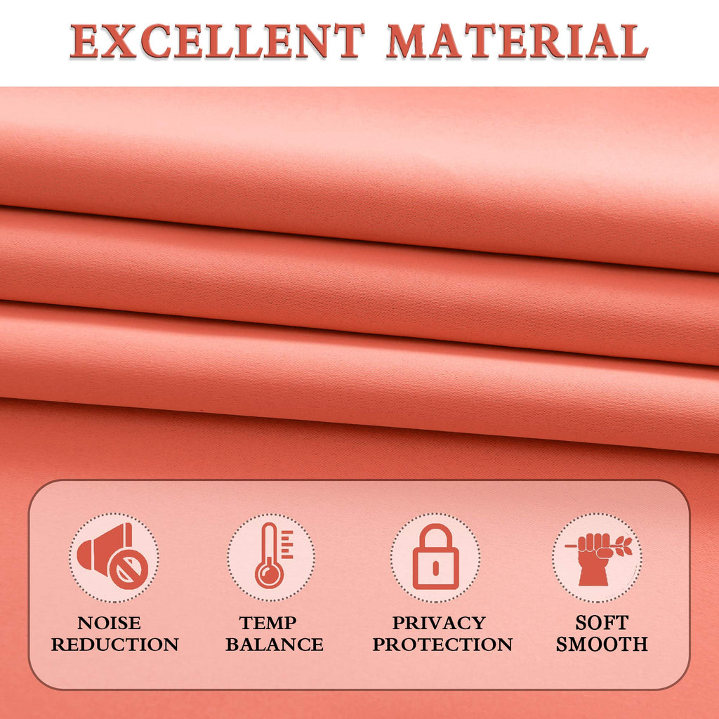 Donren Room Darkening Half Curtains For Small Windows - Cabinet Curtain Tiers For Kitchen With Rod Pocket (Coral,30 X 24 Inch Length,2 Panels)