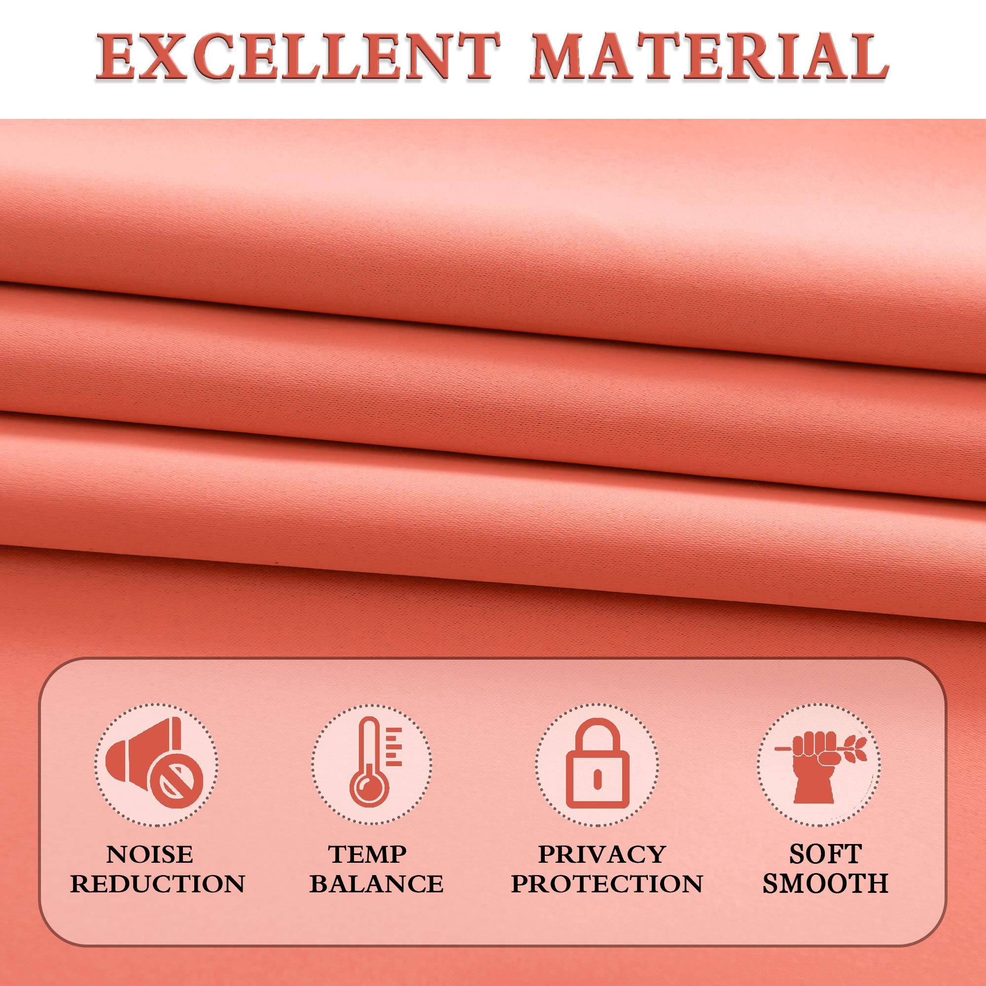 Donren Room Darkening Half Curtains For Small Windows - Cabinet Curtain Tiers For Kitchen With Rod Pocket (Coral,30 X 24 Inch Length,2 Panels)