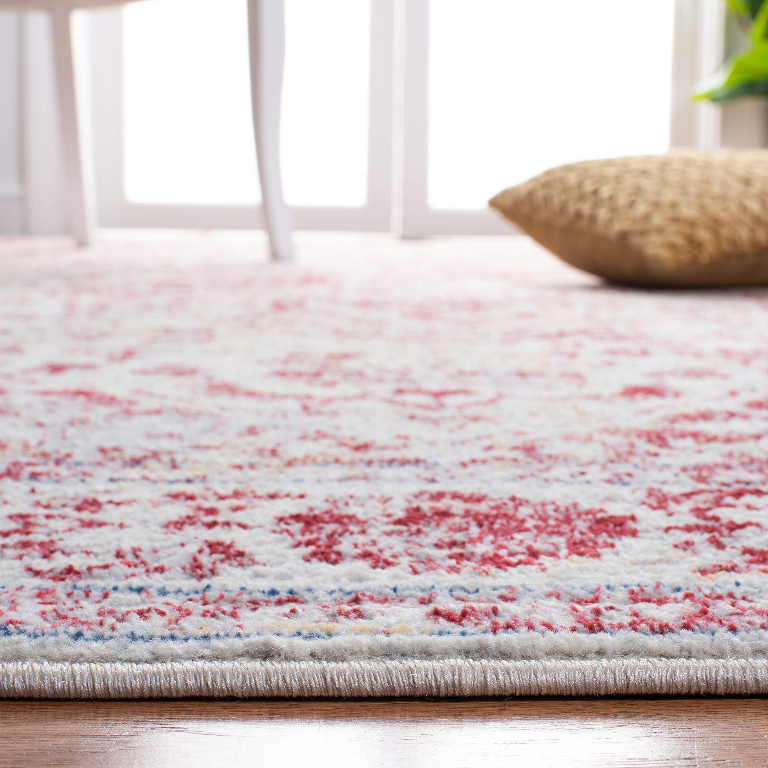 Safavieh Brentwood Collection 3' X 5' Ivory/Red Bnt832C Medallion Distressed Non-Shedding Living Room Bedroom Accent Rug