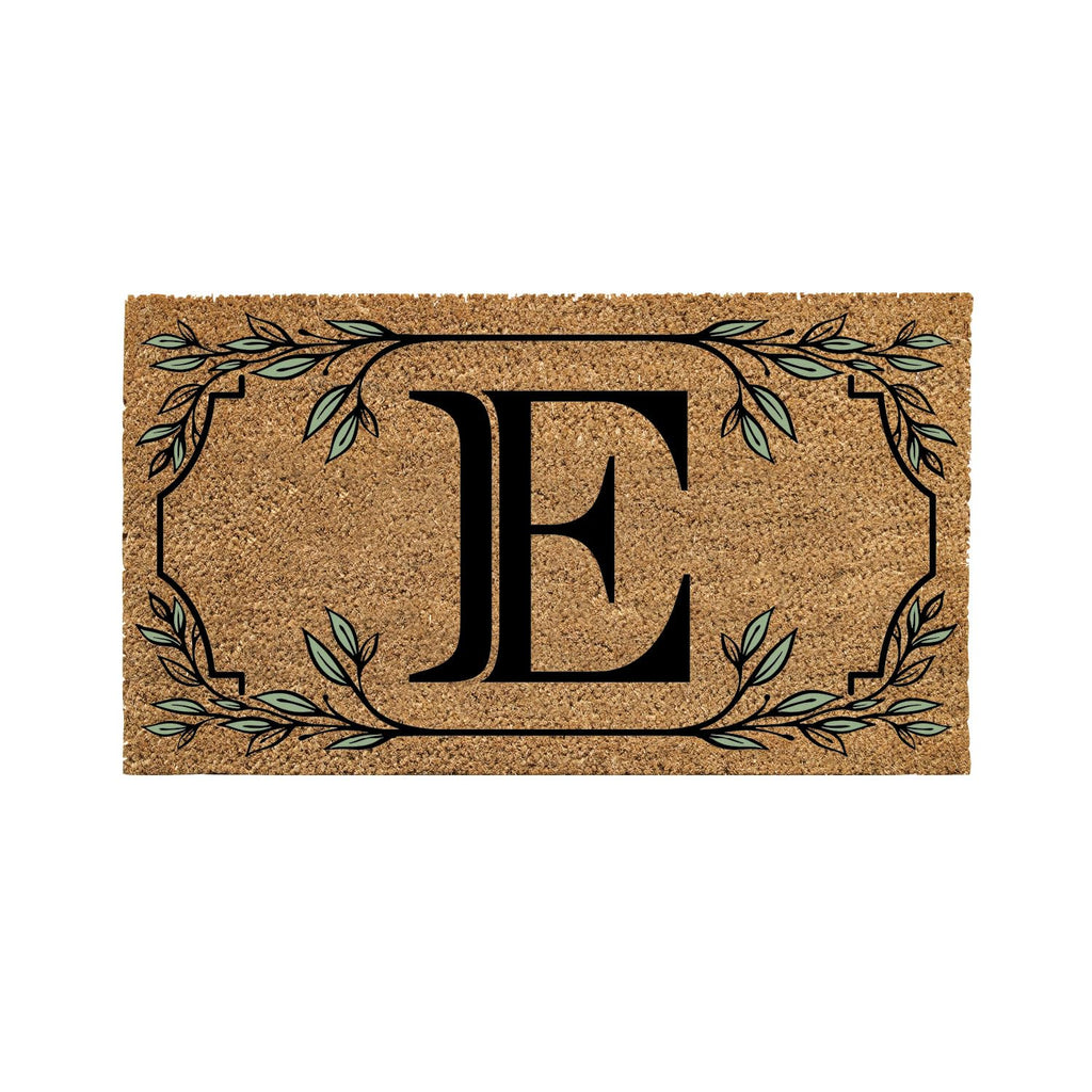 Evergreen Monogram Coir Doormat | Letter E | Front Door Mat For Outdoor Indoor Entrance | 28X16 Inches | Non-Slip Backing Doorwa