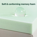 Zinus 4 Inch Green Tea Memory Foam Mattress Topper, Pressure-Relieving, Full, Green