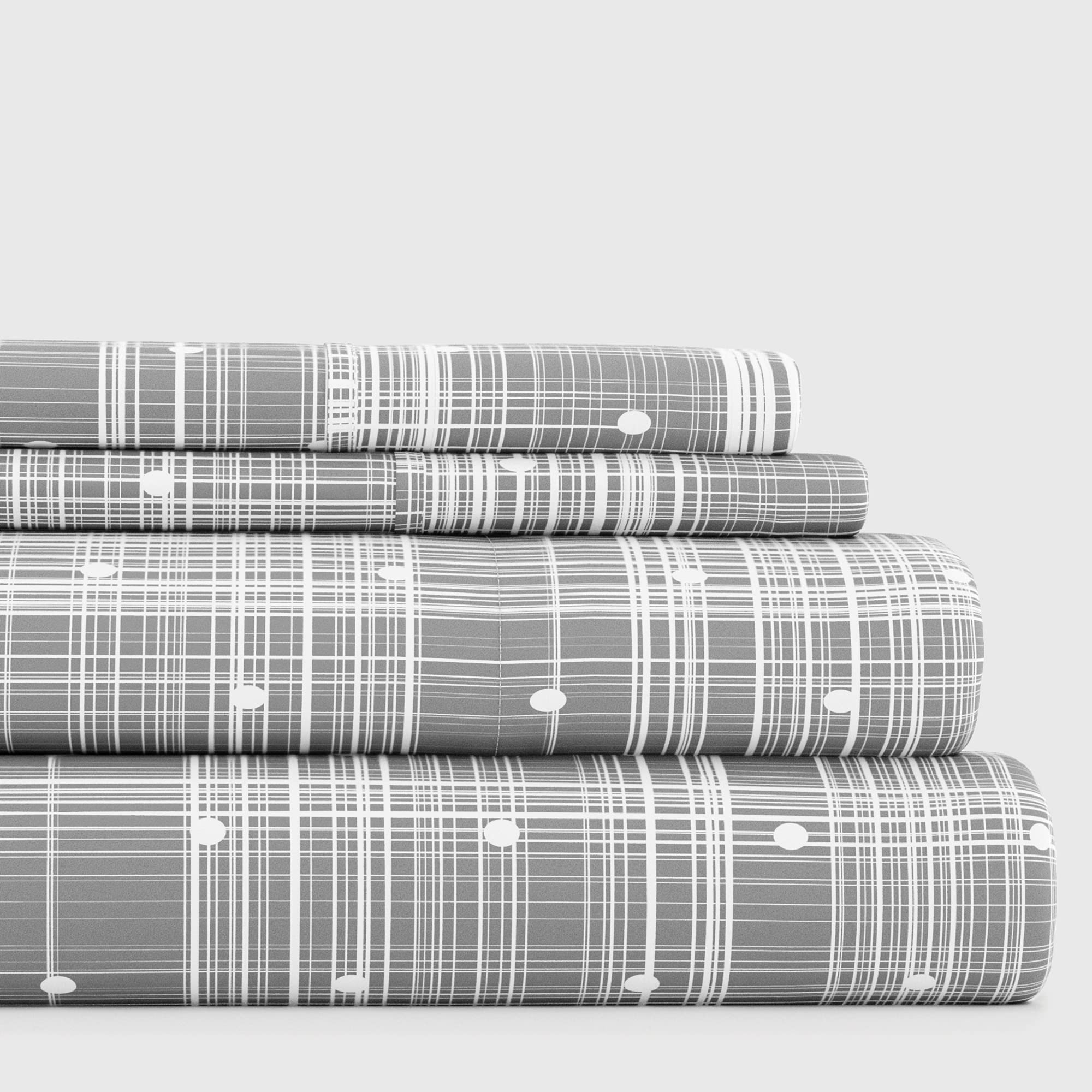 Linen Market 4 Piece King Bedding Sheet Set (Gray Polka) - Sleep Better Than Ever With These Ultra-Soft & Cooling Bed Sheets For