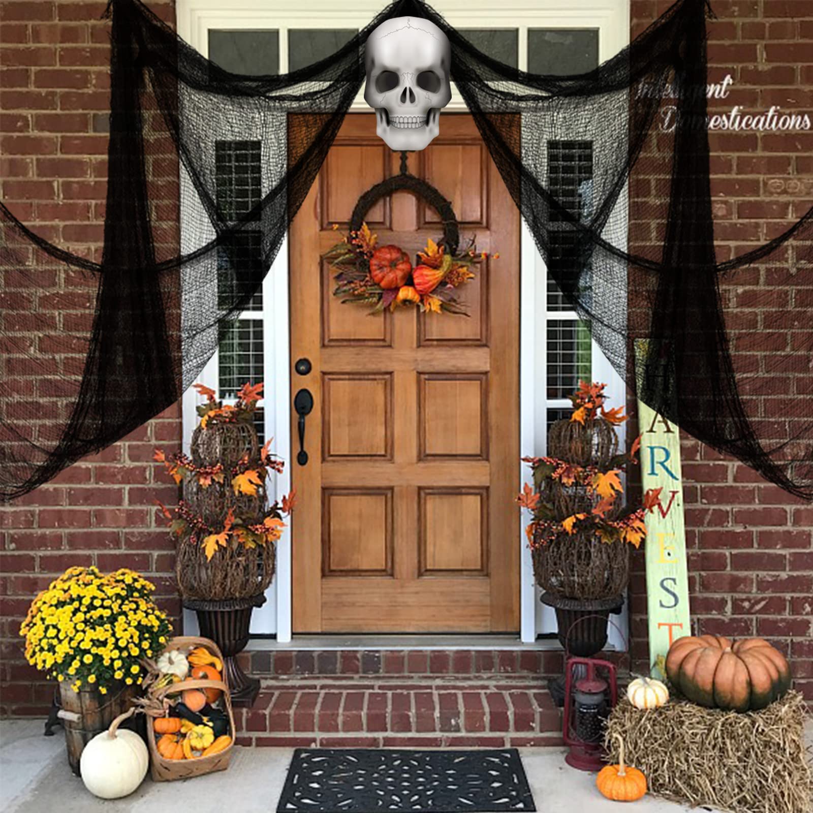 590' X 30' Halloween Creepy Cloth Spooky Halloween Decorations Indoor Outdoor Haunted House Party Decor Supplies Backdrops For