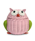 G6 COLLECTION Owl Rattan Storage Basket With Lid Decorative Bin Home Decor Hand Woven Shelf Organizer Cute Handmade Handcrafted 