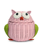 G6 COLLECTION Owl Rattan Storage Basket With Lid Decorative Bin Home Decor Hand Woven Shelf Organizer Cute Handmade Handcrafted 