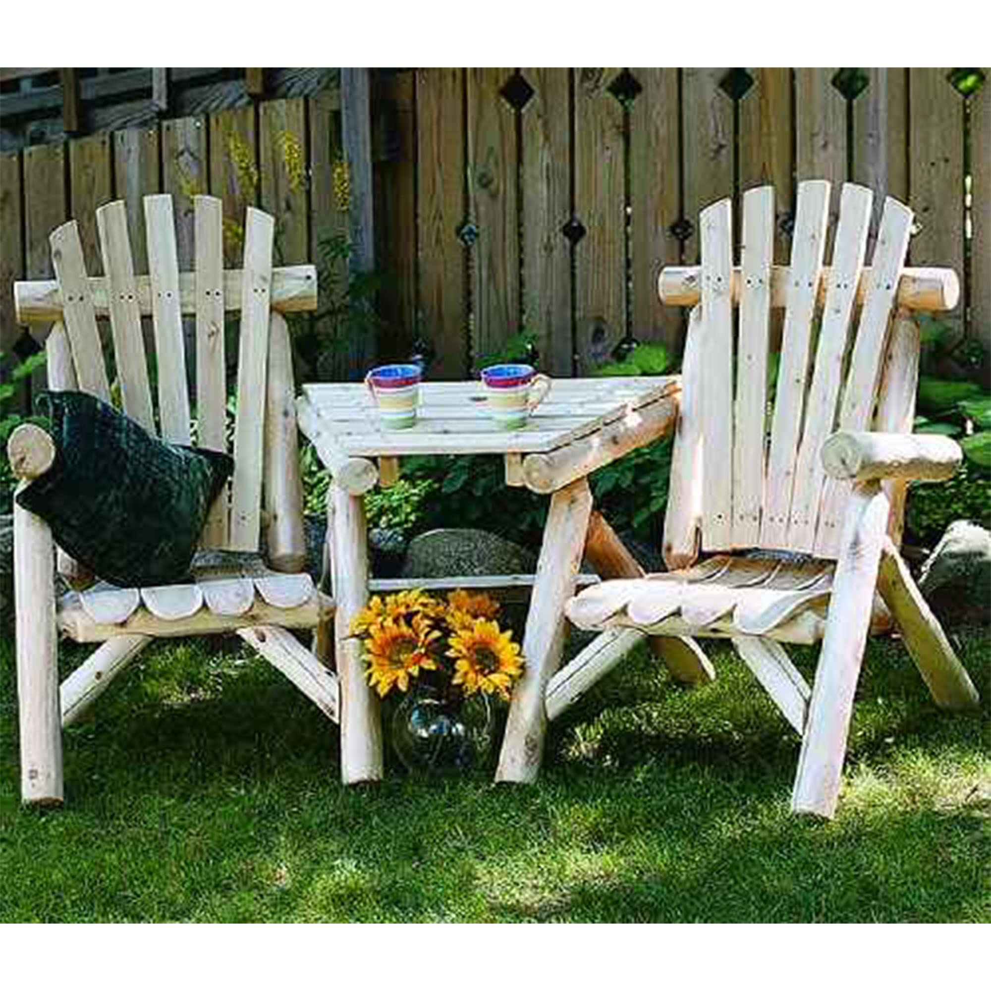 Lakeland Mills Cfu329 Cedar Log Vista Tete Outdoor Chairs, Natural