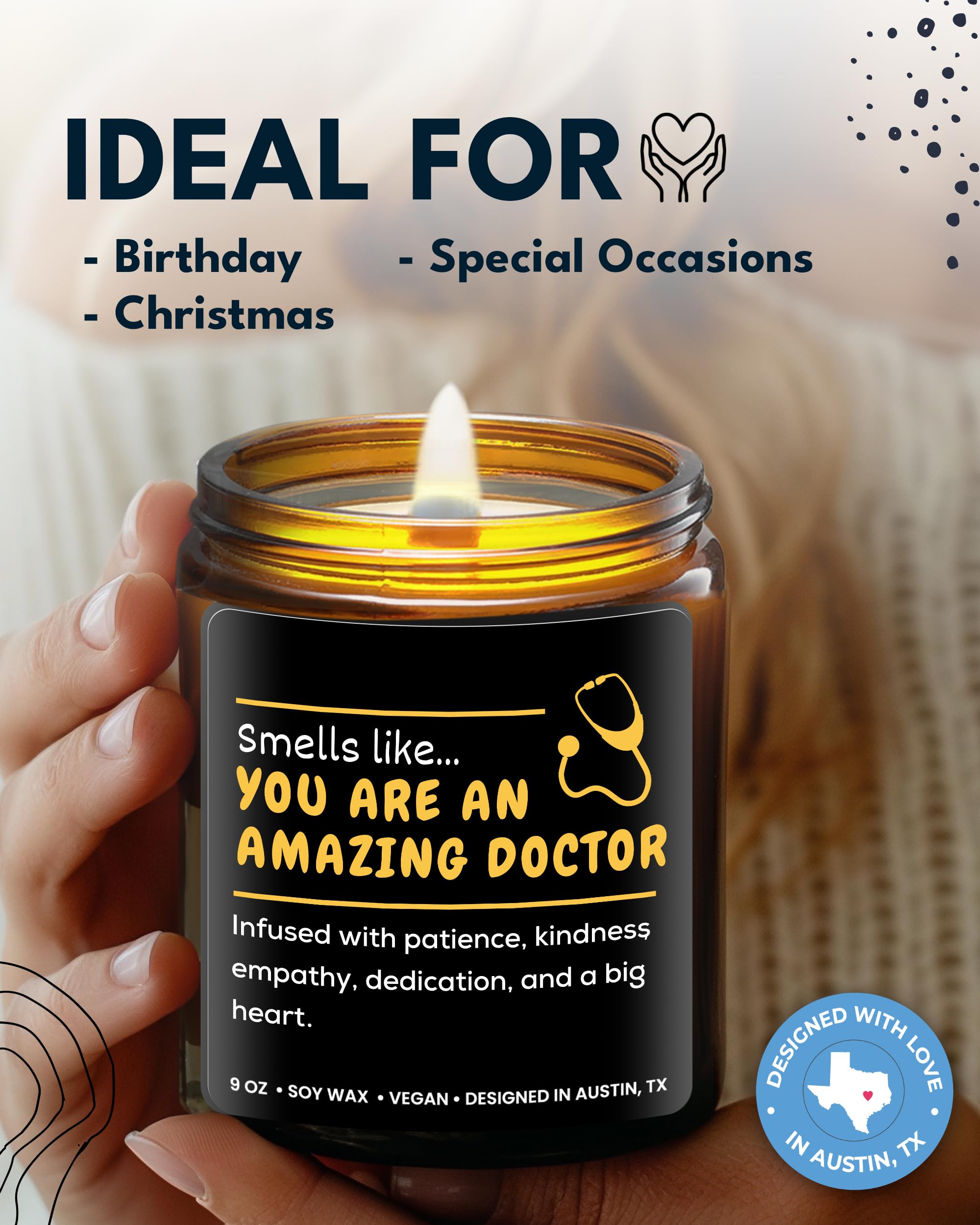 Rosa Vila Doctor Candle - Unique Gift for Doctors, Medical Students, Black