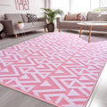 Ompaa Ultra Soft Shaggy Rugs Memory Foam Bedroom Carpet, Pink 7 x 10 Feet Large, Plush Geometric Textured Area Rugs for Living R