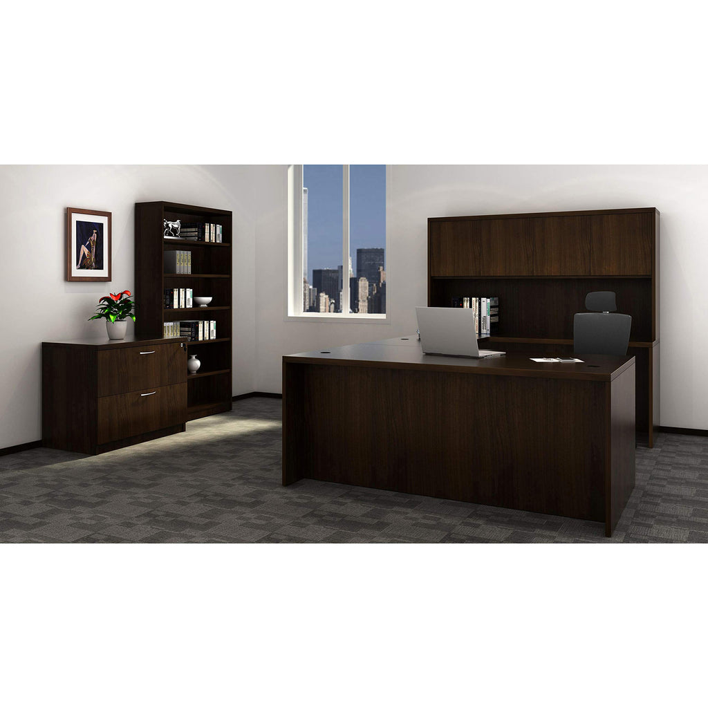Lorell Chateau Series Mahogany Laminate Desking, 66.1 x 23.6 x 30