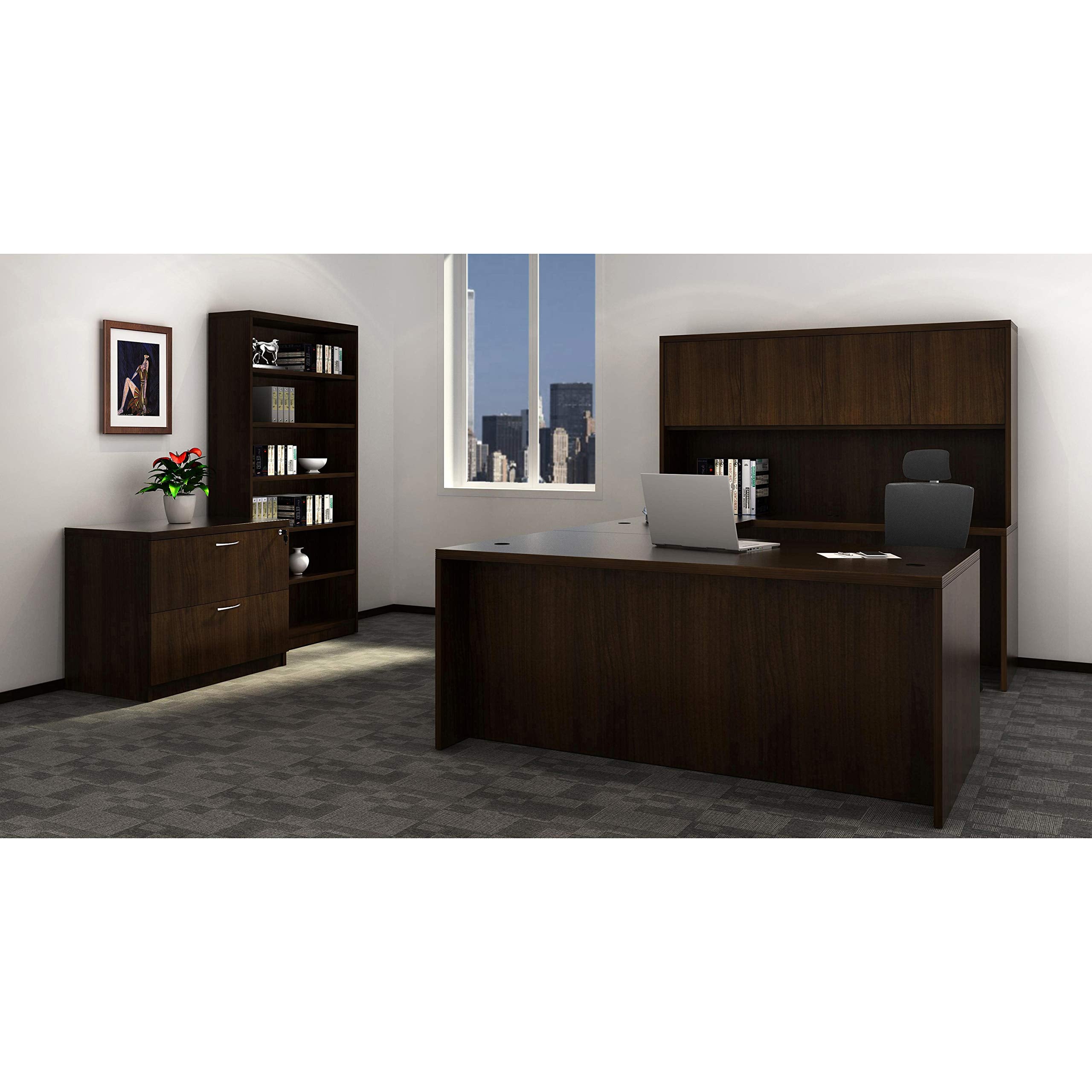 Lorell Chateau Series Mahogany Laminate Desking, 66.1 x 23.6 x 30