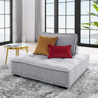 Modway Saunter Tufted Fabric Armless Chair, Light Gray