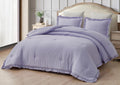 Chezmoi Collection Nora Lavender Comforter Set Twin Size 2-Piece Lightweight Soft Fluffy Ruffled Edge Trim Stone-Washed Microfib