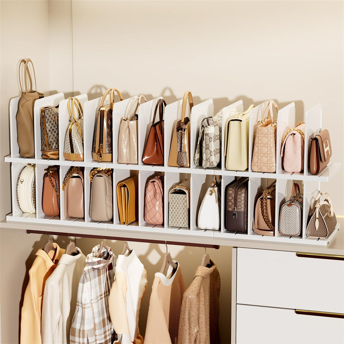 MSHOMELY Stackable Purse Organizer for Closet Acrylic Shelf Divider, 6 Pack