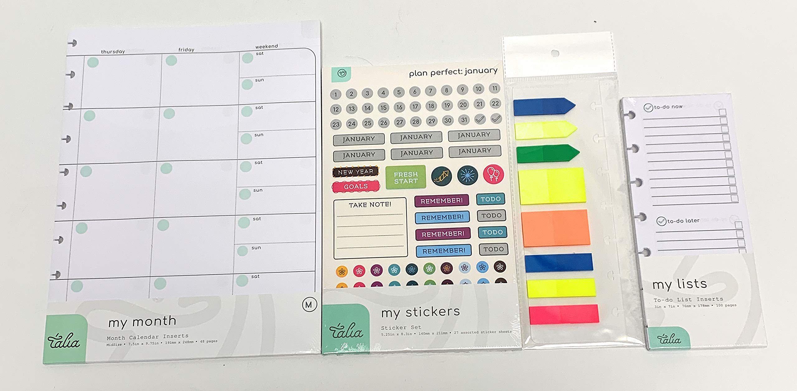 Talia Discbound Notebook Refills (Monthly Undated Org Kit, Midsize (7.5In X 9.75In))