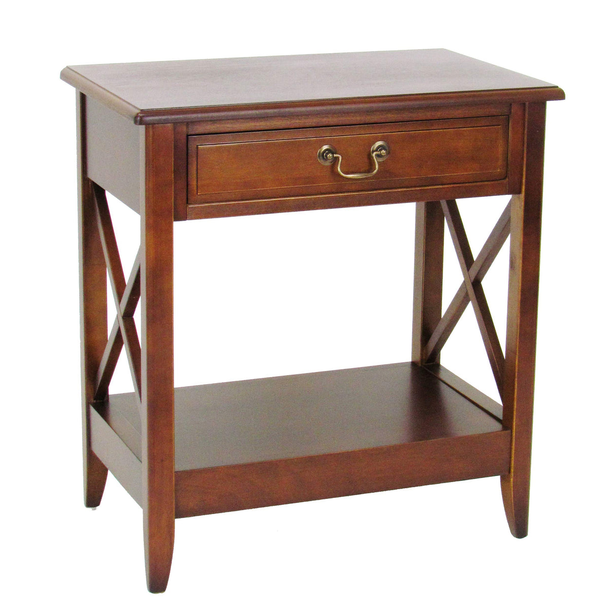 Benjara Transitional Style Nightstand With 1 Drawer And X Shape Sides, Brown