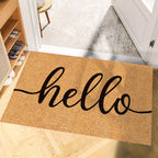 Jarthenaamcs Hello Door Mat Welcome Natural Coir Door Mat Farmhouse Floor Mat Thick Non-Slip Entrance Door Rugs For Indoor Outdo