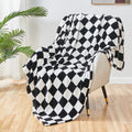 Sochow Checkered Flannel Throw Blanket, Soft Cozy Checkerboard Grid Pattern Fleece Blanket For Couch Bed Sofa, Black 50 X 60 Inc