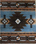 YHSF South West Native American Area Rug C318 (Blue-Brown, 5 Feet x 7 Feet)