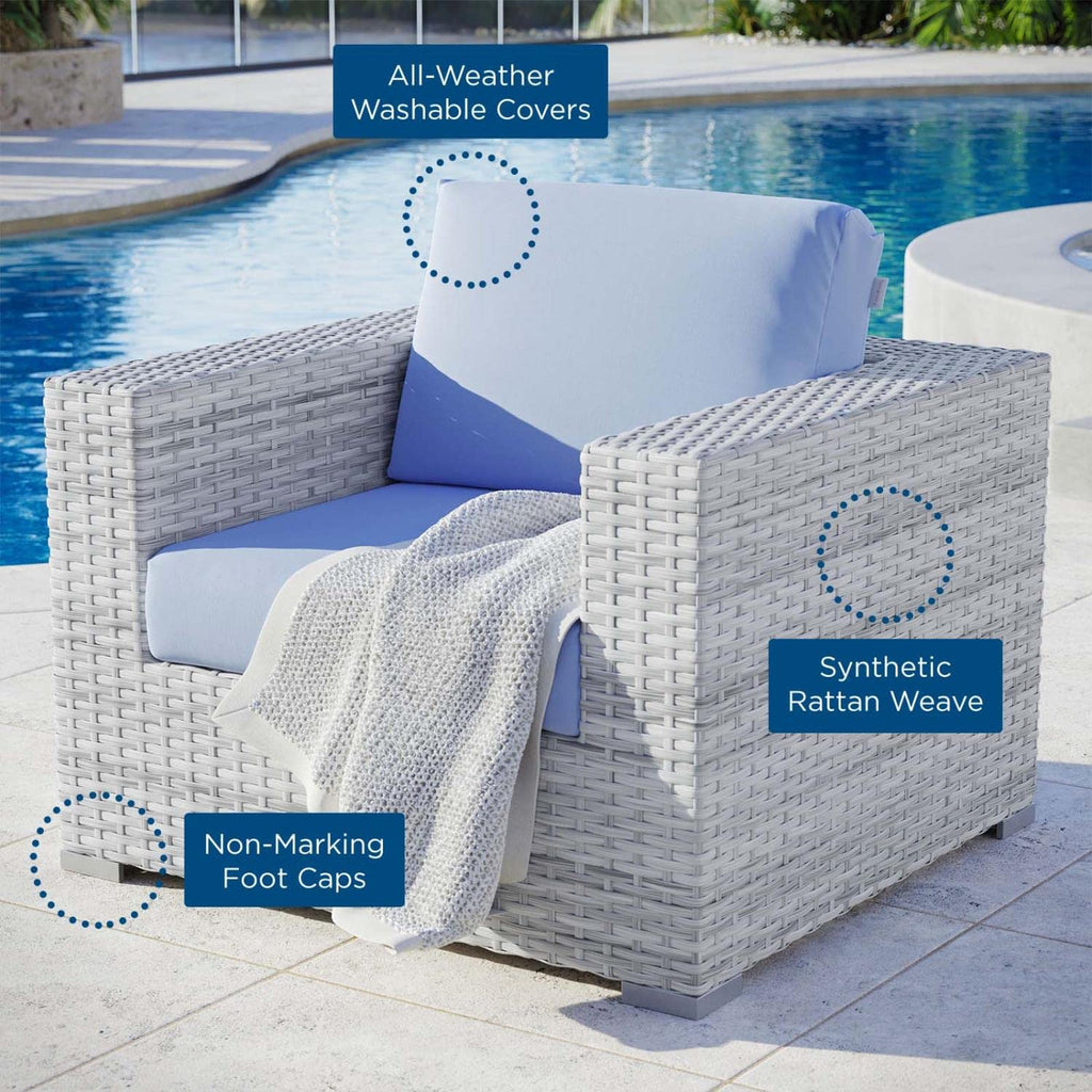 Modway Convene Outdoor Patio Armchair, Light Gray Light Blue